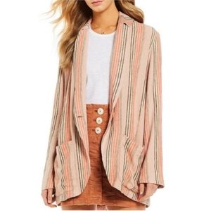 Free People Simply Striped One-Button Blazer Jacke